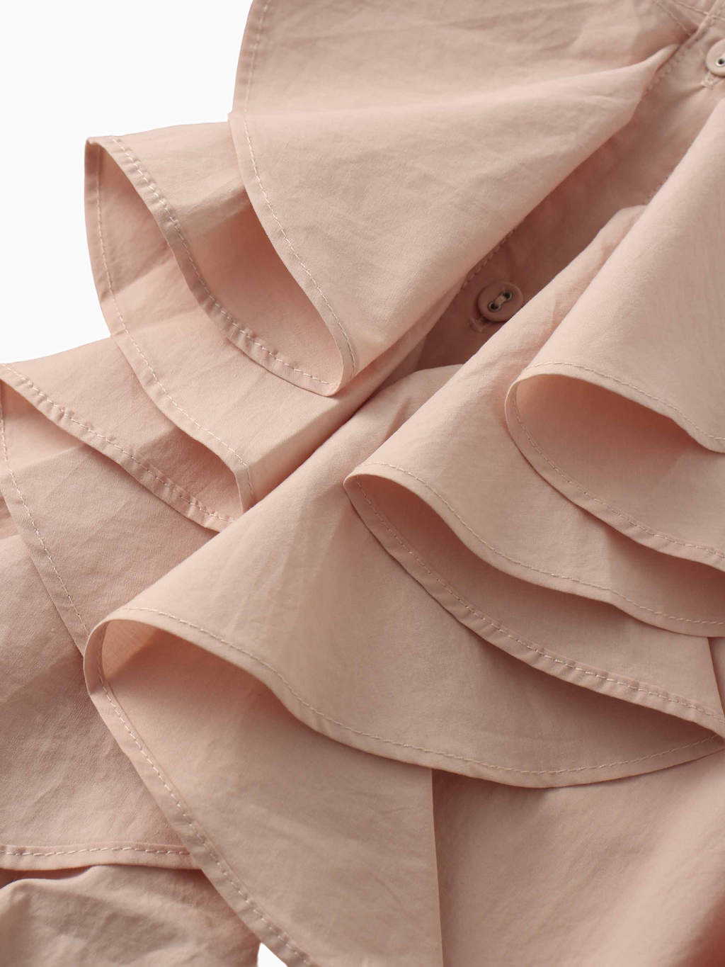 Asymmetrical Ruffle Rose Pink Blouse 100% Cotton Dressy Top-3