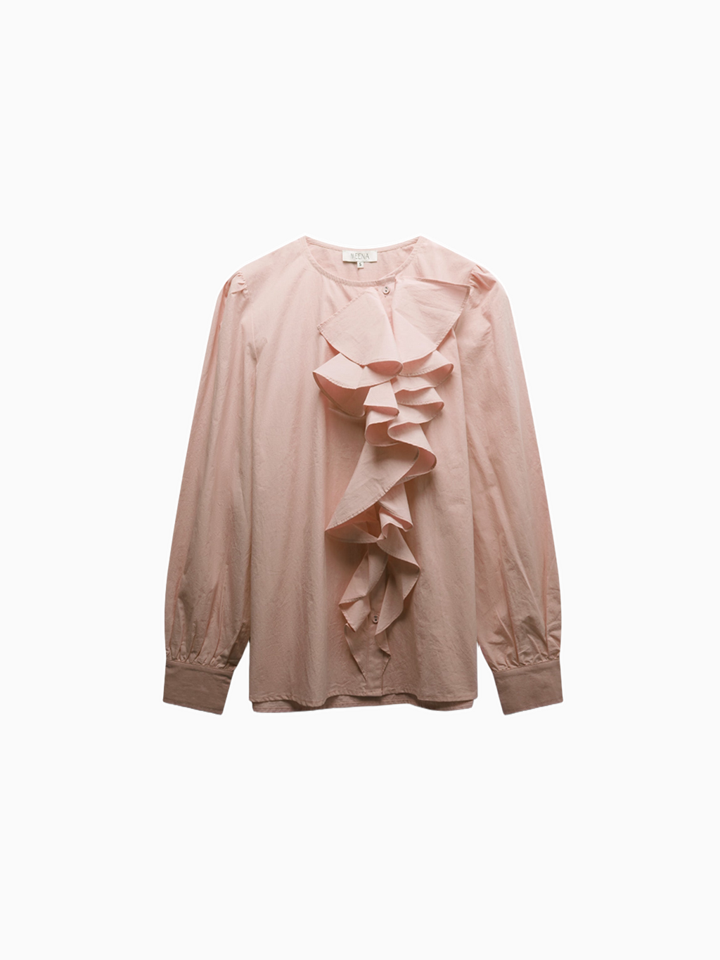 Asymmetrical Ruffle Rose Pink Blouse 100% Cotton Dressy Top-0