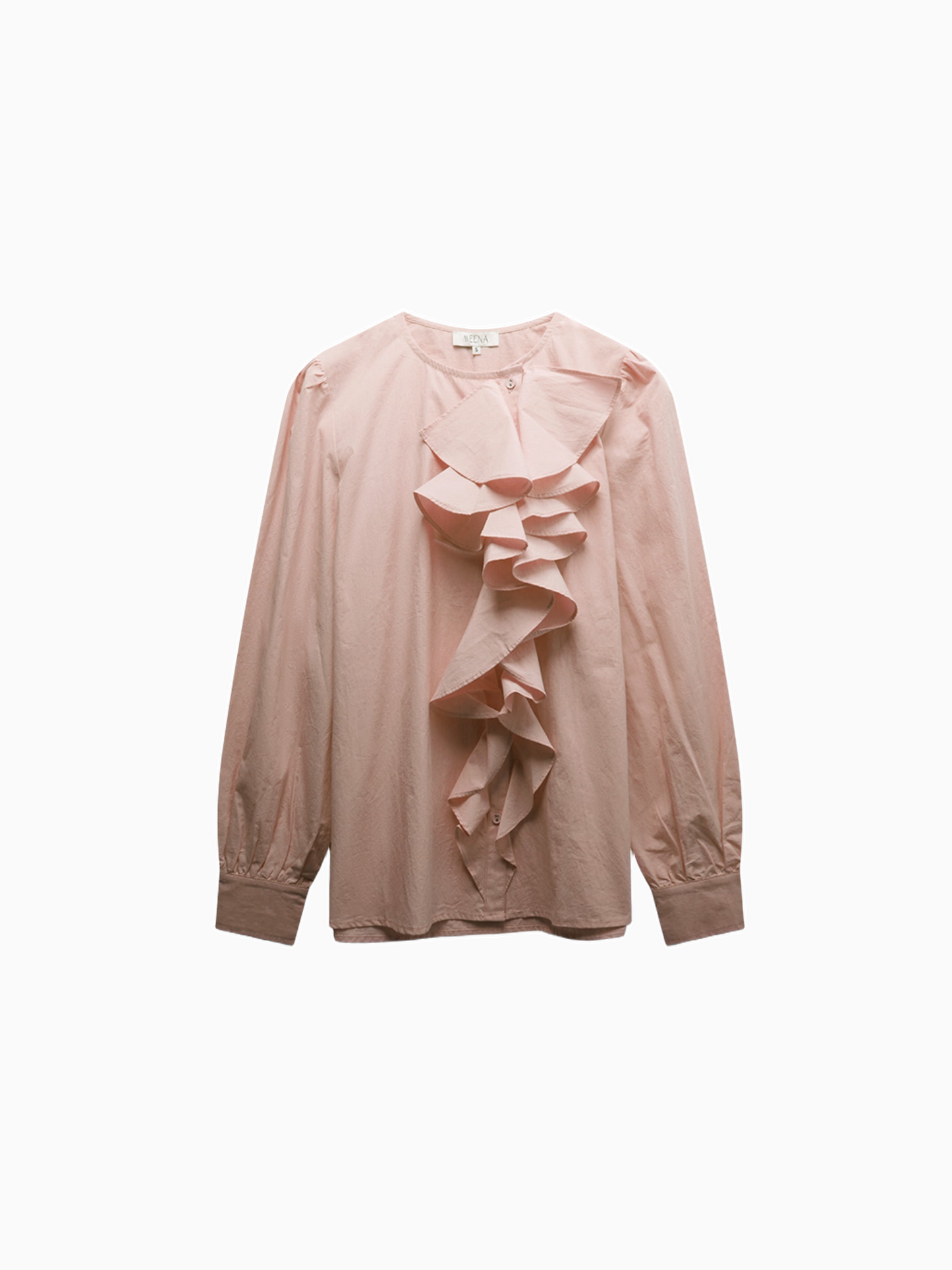 Asymmetrical Ruffle Rose Pink Blouse 100% Cotton Dressy Top-0