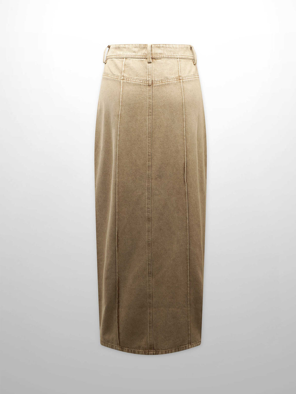 Denim Seamed Skirt Tan Wash Casual Chic Soft Comfortable SS25-2