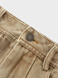 Denim Seamed Skirt Tan Wash Casual Chic Soft Comfortable SS25-4