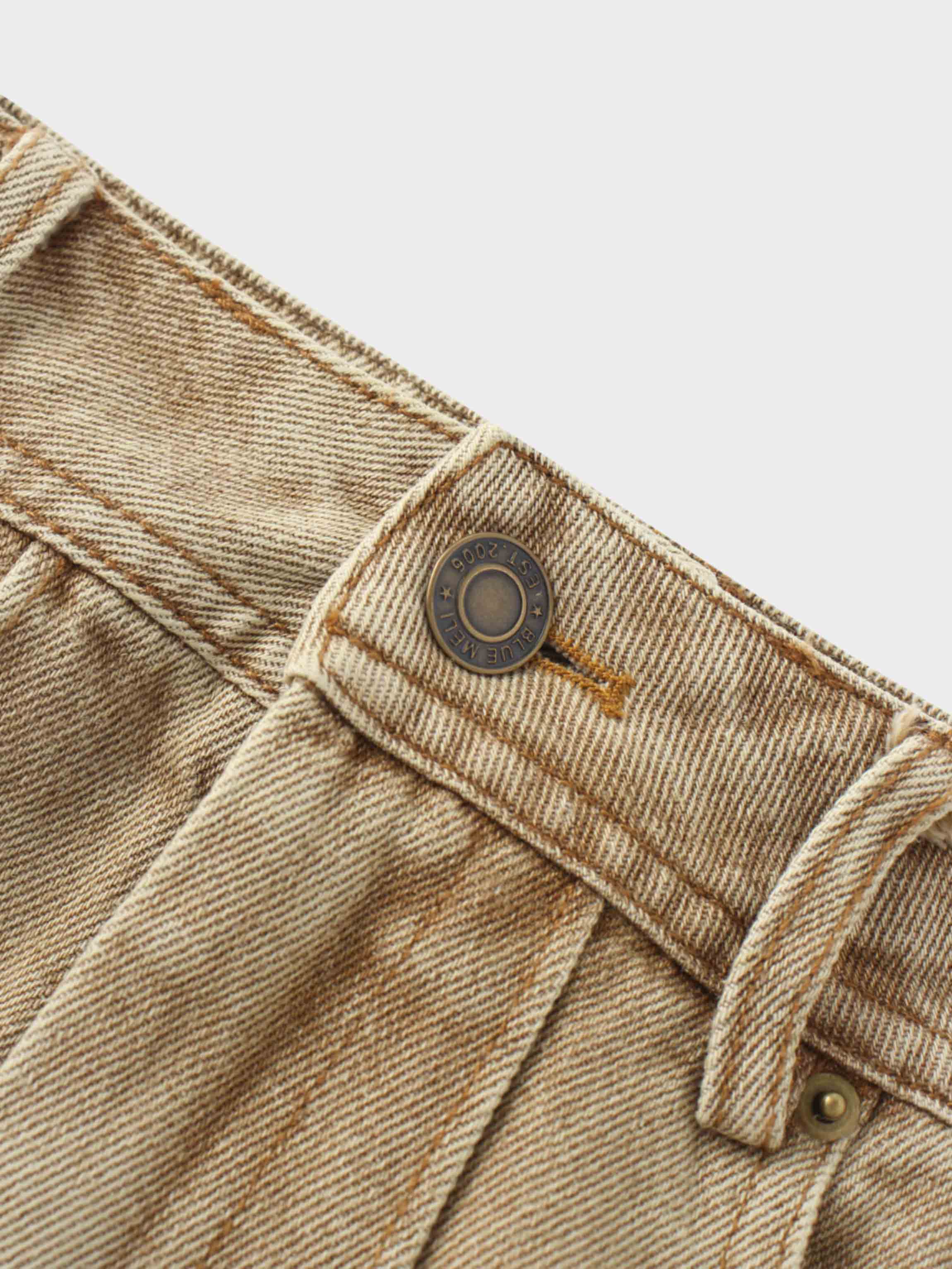 Denim Seamed Skirt Tan Wash Casual Chic Soft Comfortable SS25-4