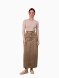 Denim Seamed Skirt Tan Wash Casual Chic Soft Comfortable SS25-0