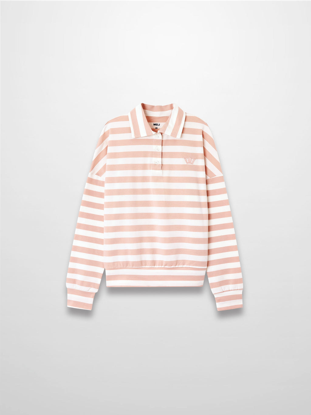 Striped Collar Bomber Tee Tan White Casual Loose Fit Preppy Style-1