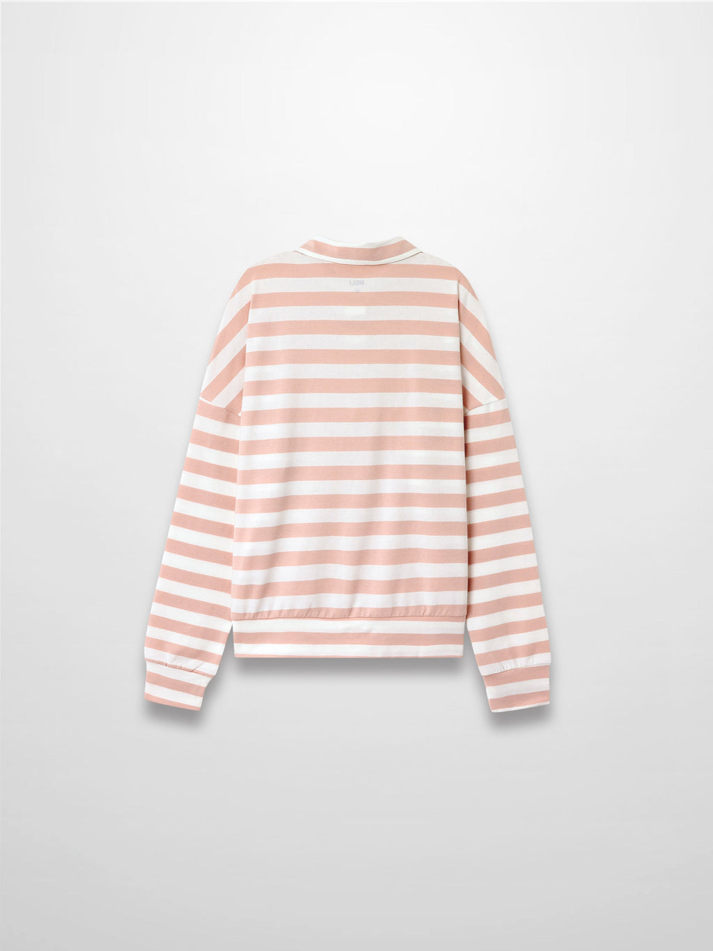 Striped Collar Bomber Tee Tan White Casual Loose Fit Preppy Style-2
