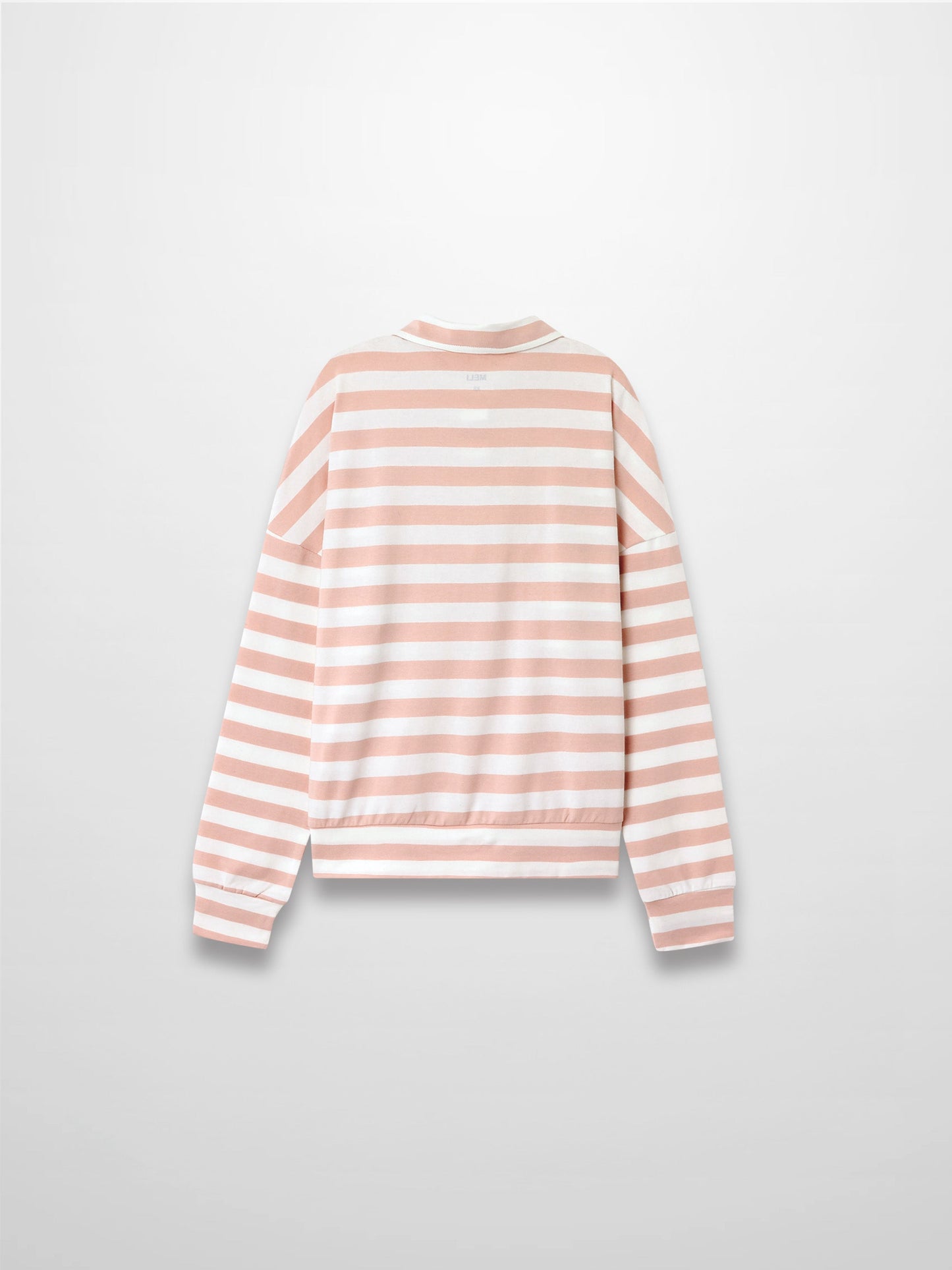 Striped Collar Bomber Tee Tan White Casual Loose Fit Preppy Style-2