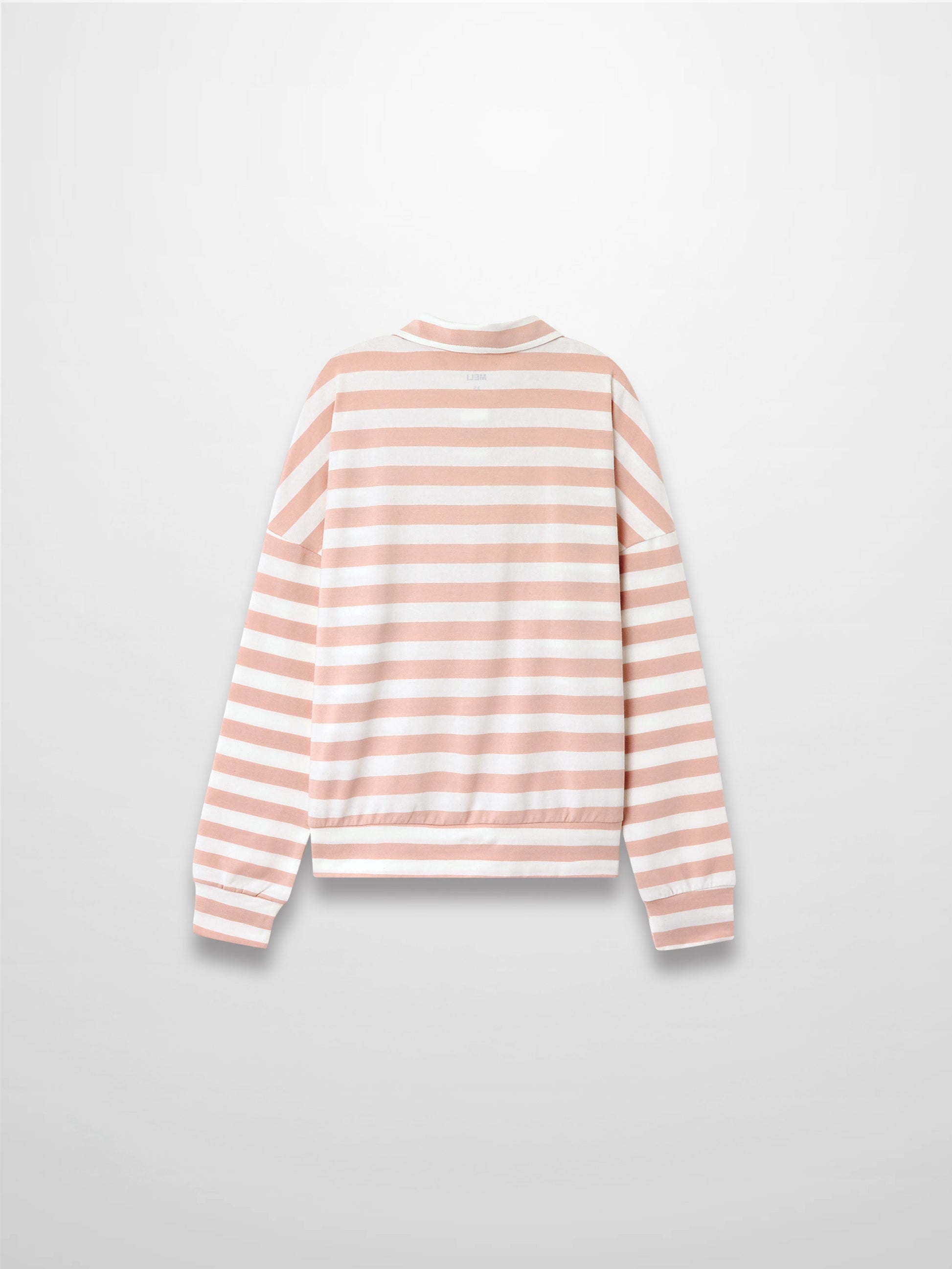 Striped Collar Bomber Tee Tan White Casual Loose Fit Preppy Style-2