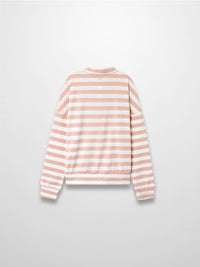 Striped Collar Bomber Tee Tan White Casual Loose Fit Preppy Style-2