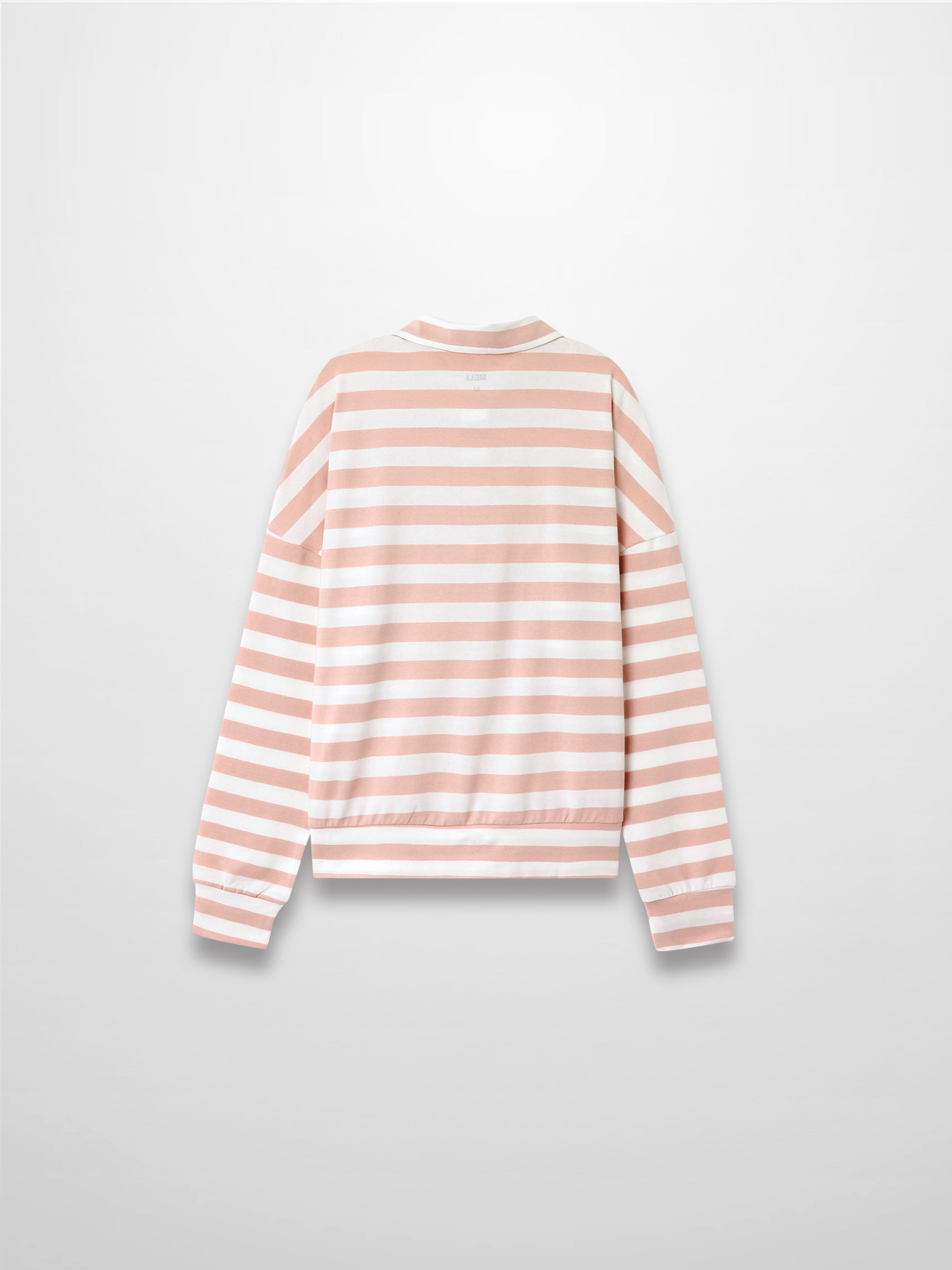 Striped Collar Bomber Tee Tan White Casual Loose Fit Preppy Style-2