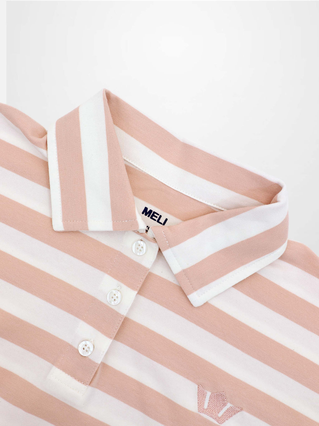 Striped Collar Bomber Tee Tan White Casual Loose Fit Preppy Style-3