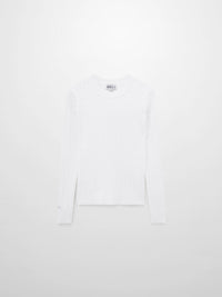 White Crew Neck Cable Knit Sweater Soft Comfortable Casual Top-1