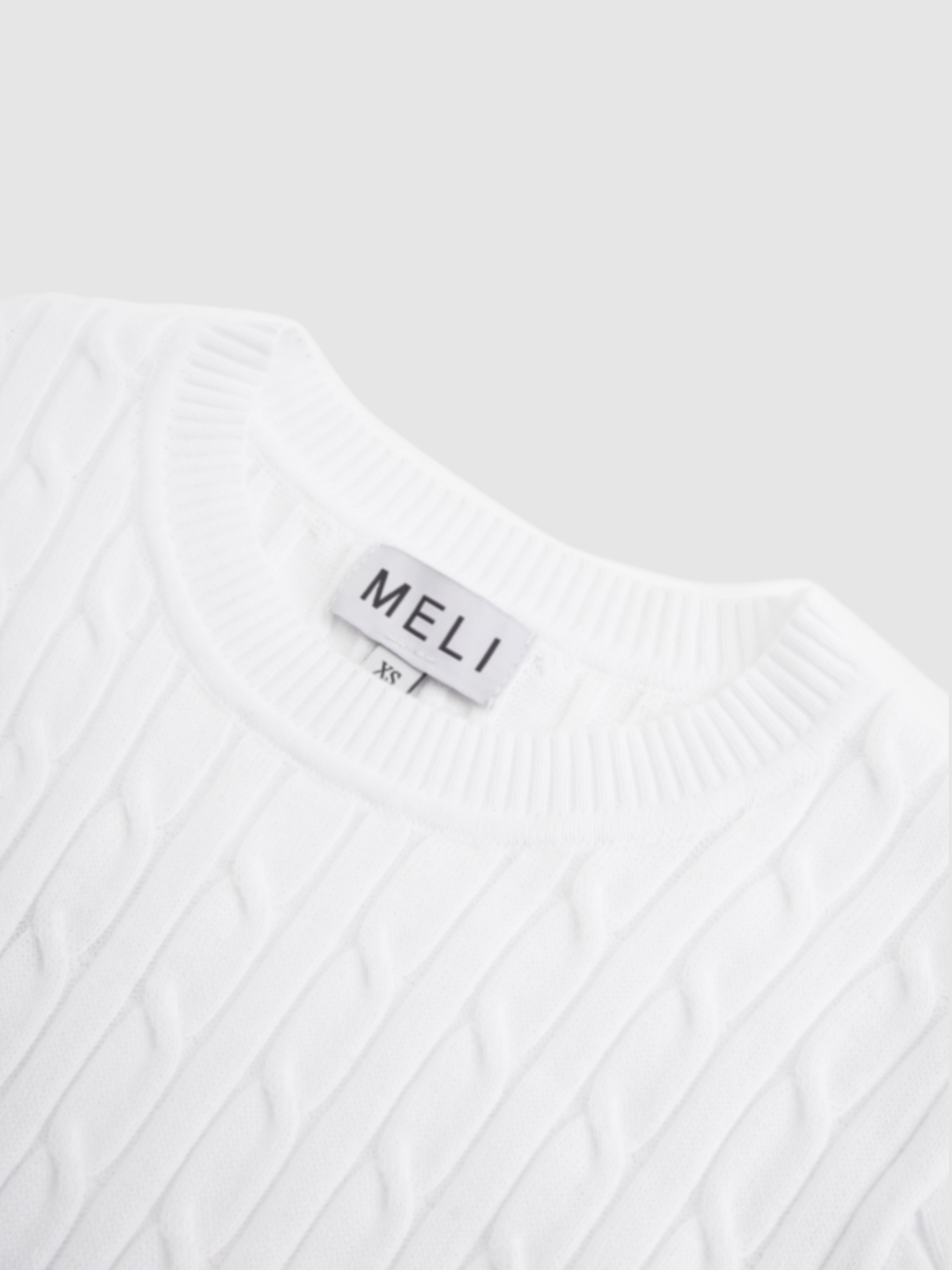 White Crew Neck Cable Knit Sweater Soft Comfortable Casual Top-3