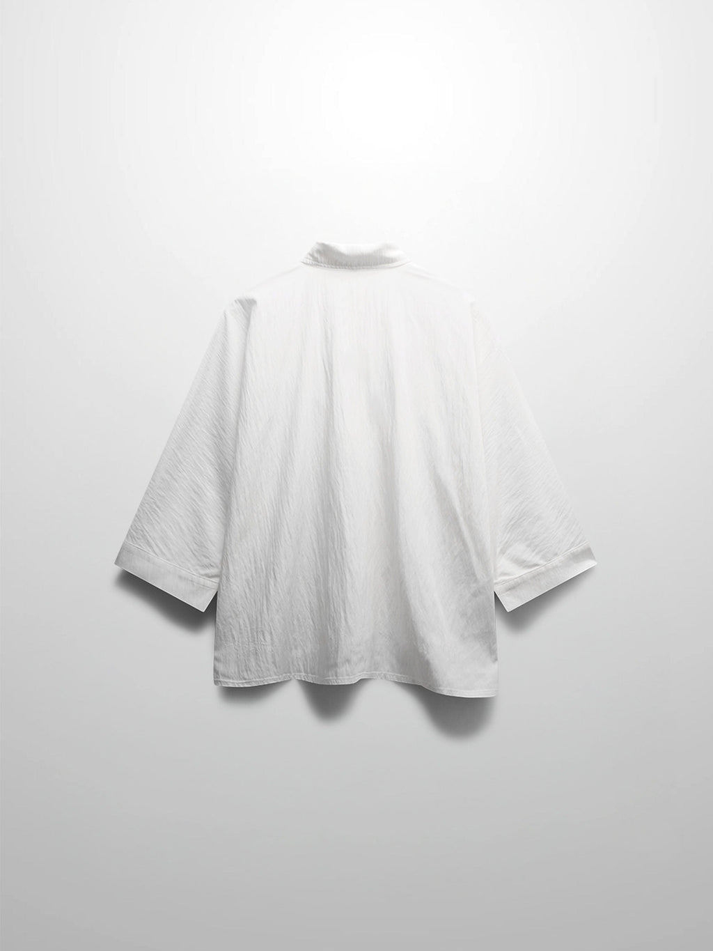 Boxy Dolman Sleeve Crinkle Blouse White Lightweight Casual Top-4
