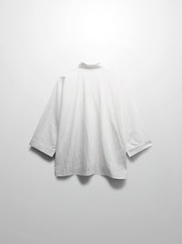Boxy Dolman Sleeve Crinkle Blouse White Lightweight Casual Top-4