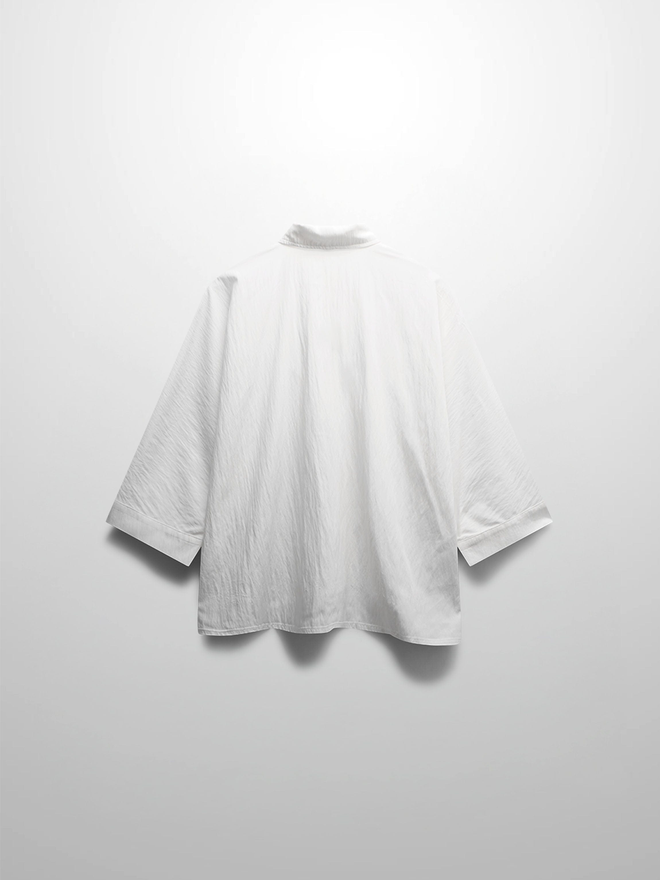 Boxy Dolman Sleeve Crinkle Blouse White Lightweight Casual Top-4