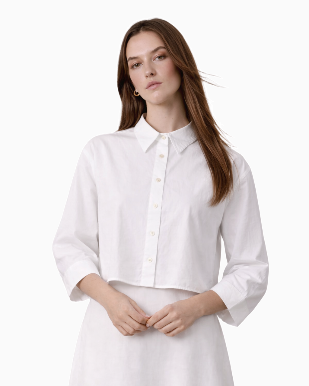 Boxy Dolman Sleeve Crinkle Blouse White Lightweight Casual Top-0
