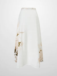 White skirt with floral pattern on a white background