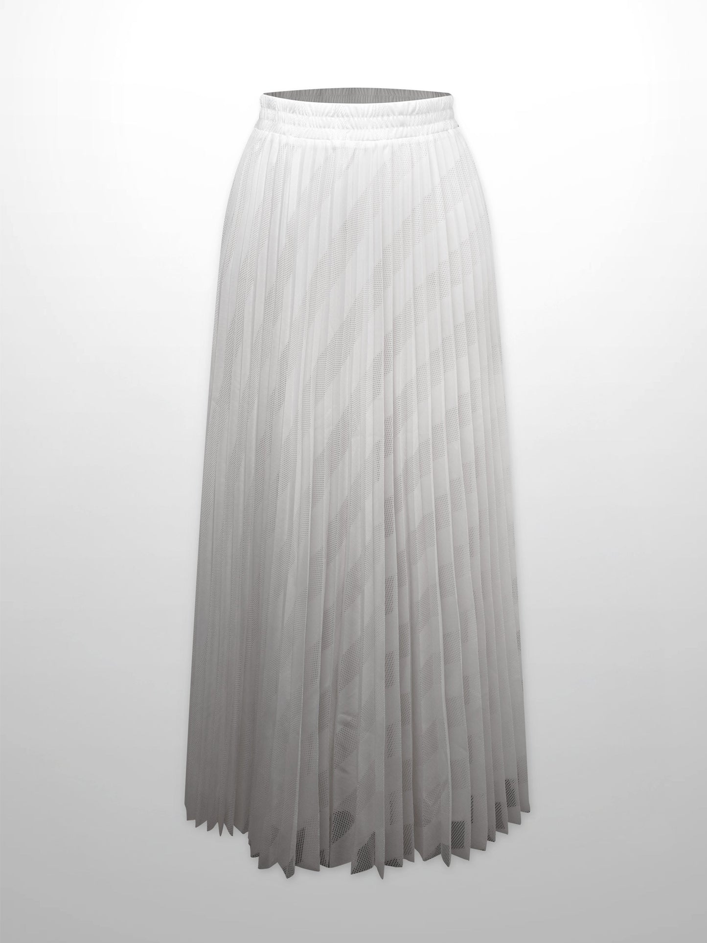 Long pleated skirt on a light gray background