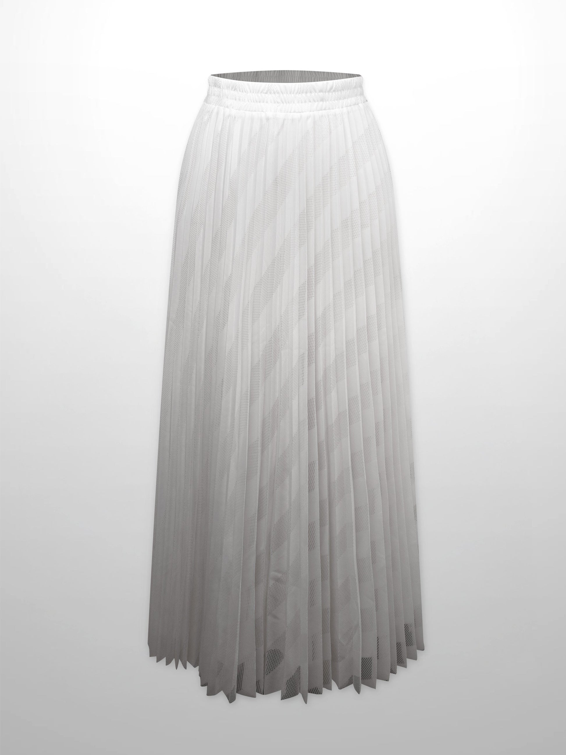 Long pleated skirt on a light gray background
