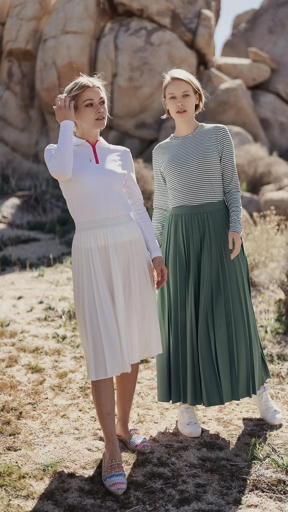 Pure White Pleated Skirt 26 Inch Casual Basic Skirts FW23 SS24-4