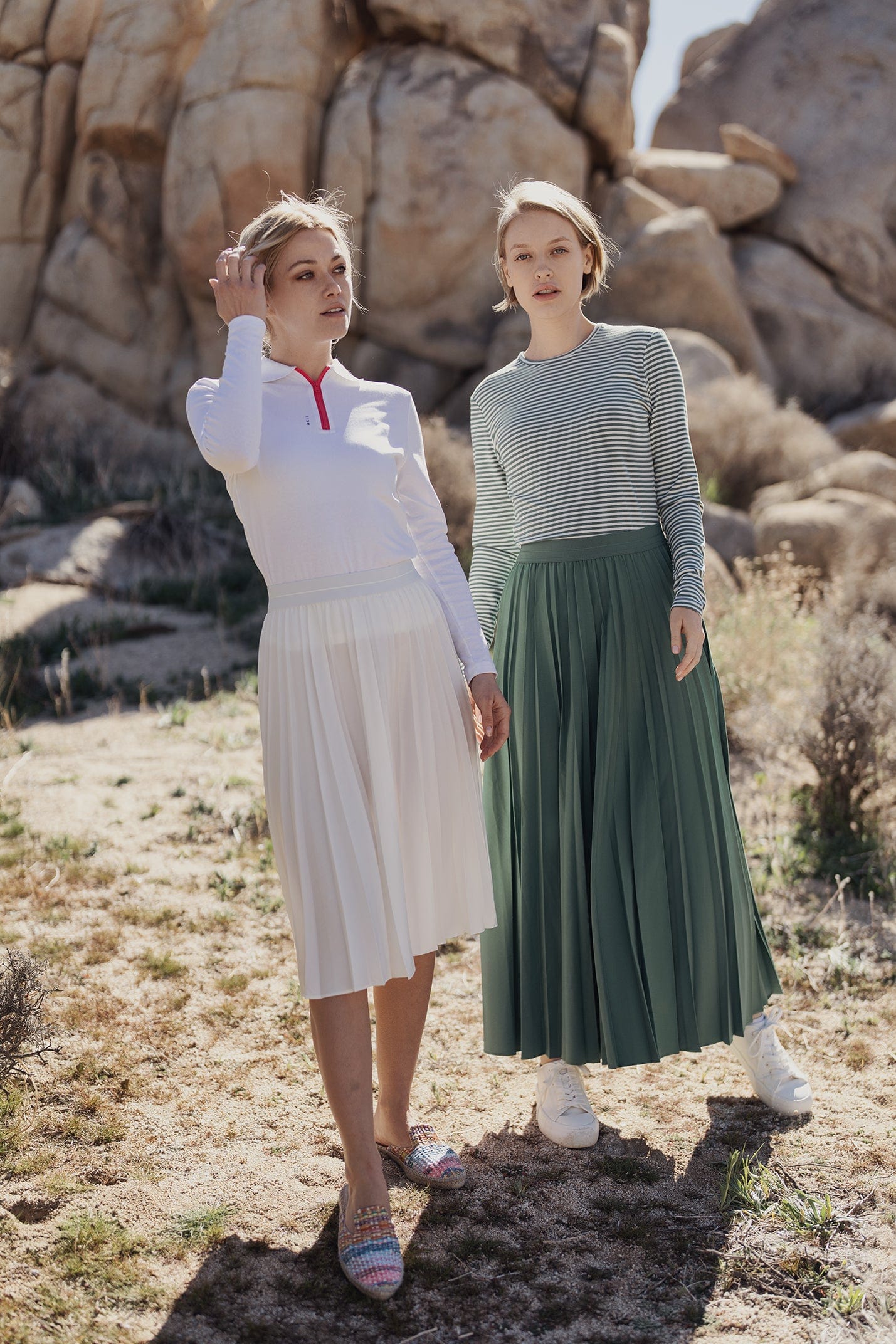 Pure White Pleated Skirt 26 Inch Casual Basic Skirts FW23 SS24-4