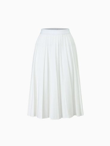 Pure White Pleated Skirt 26 Inch Casual Basic Skirts FW23 SS24-0