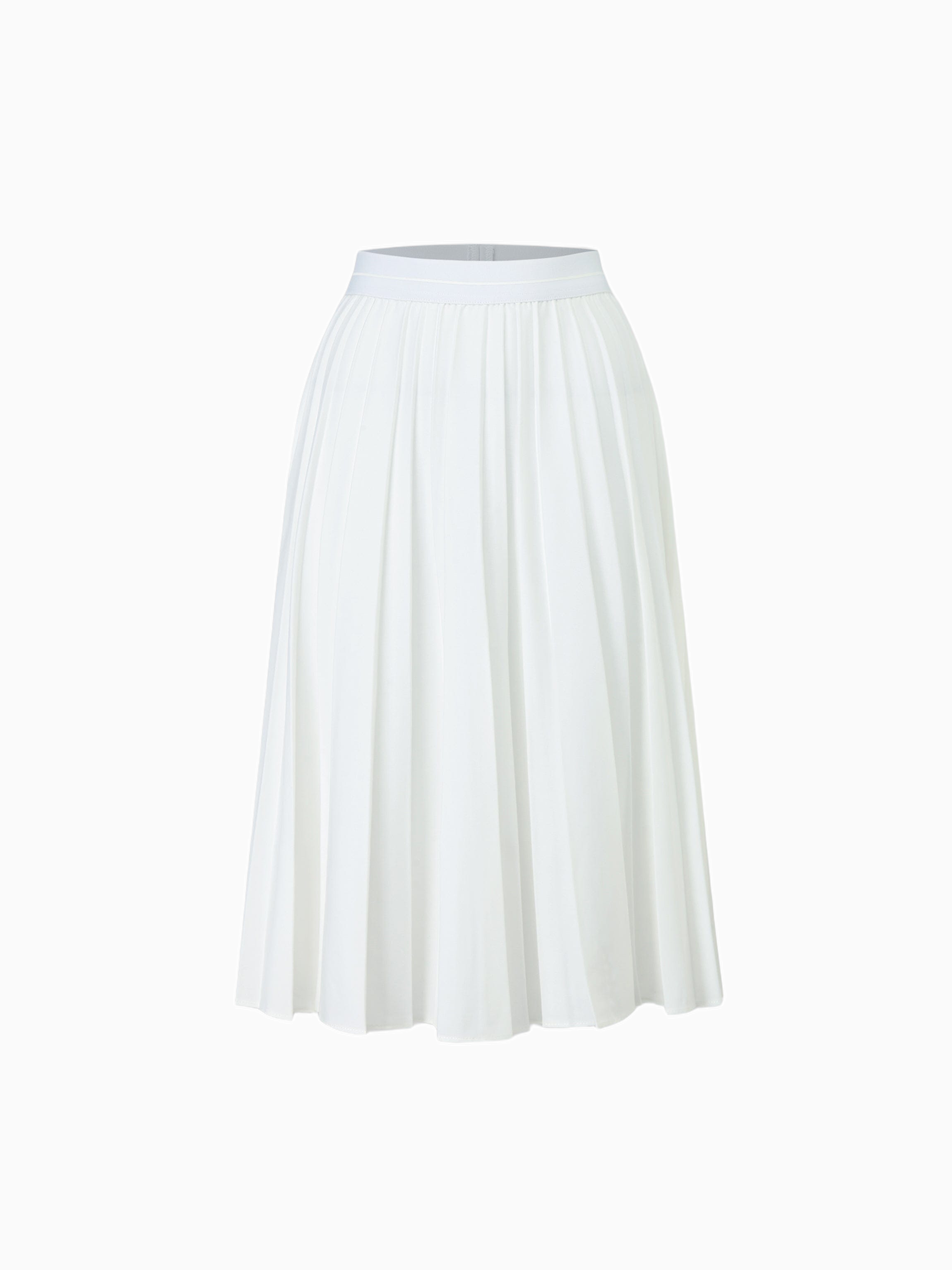 Pure White Pleated Skirt 26 Inch Casual Basic Skirts FW23 SS24-0