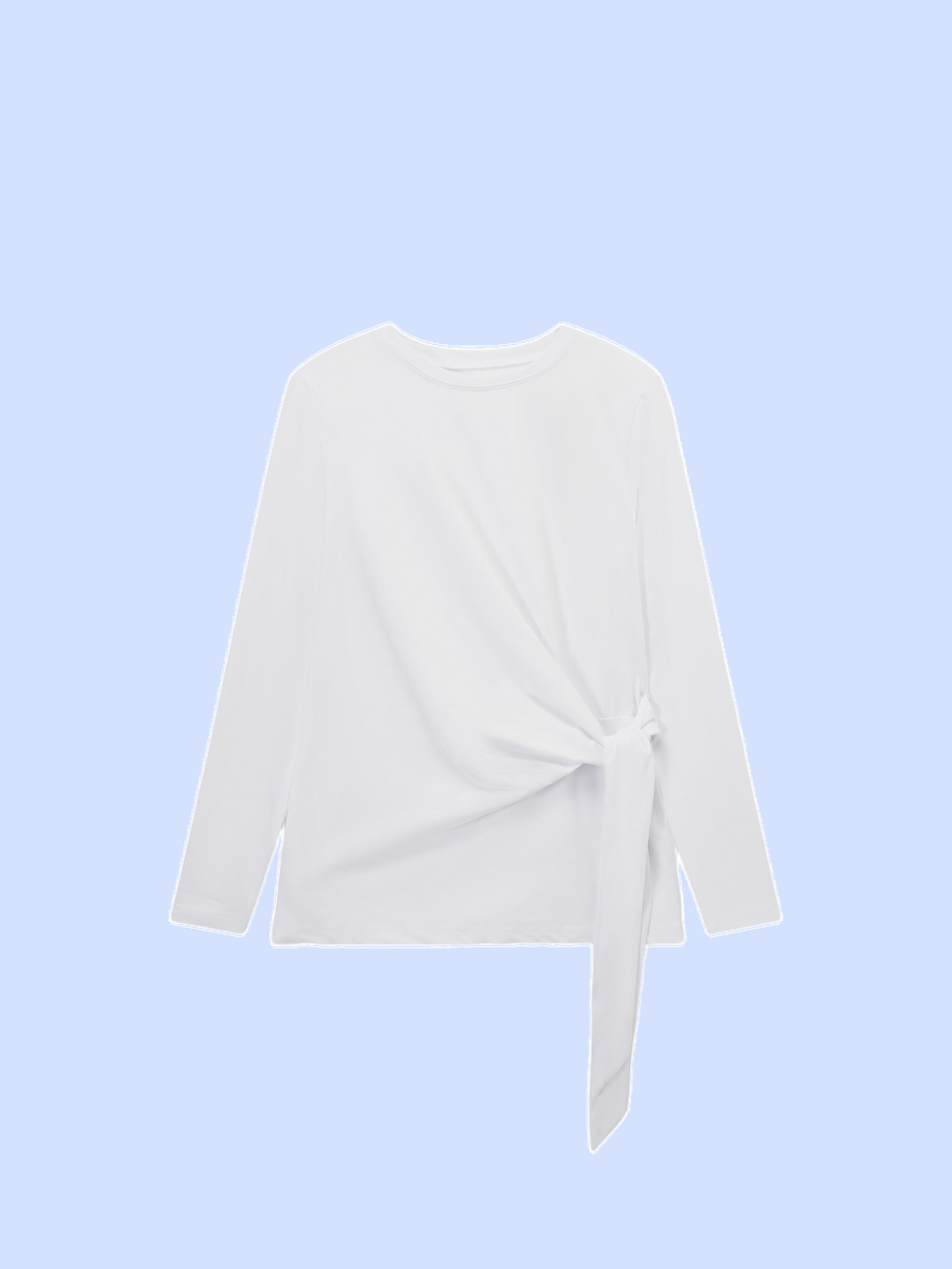 White Side Tie T-Shirt Casual Soft Fabric Relaxed Fit Tee-2