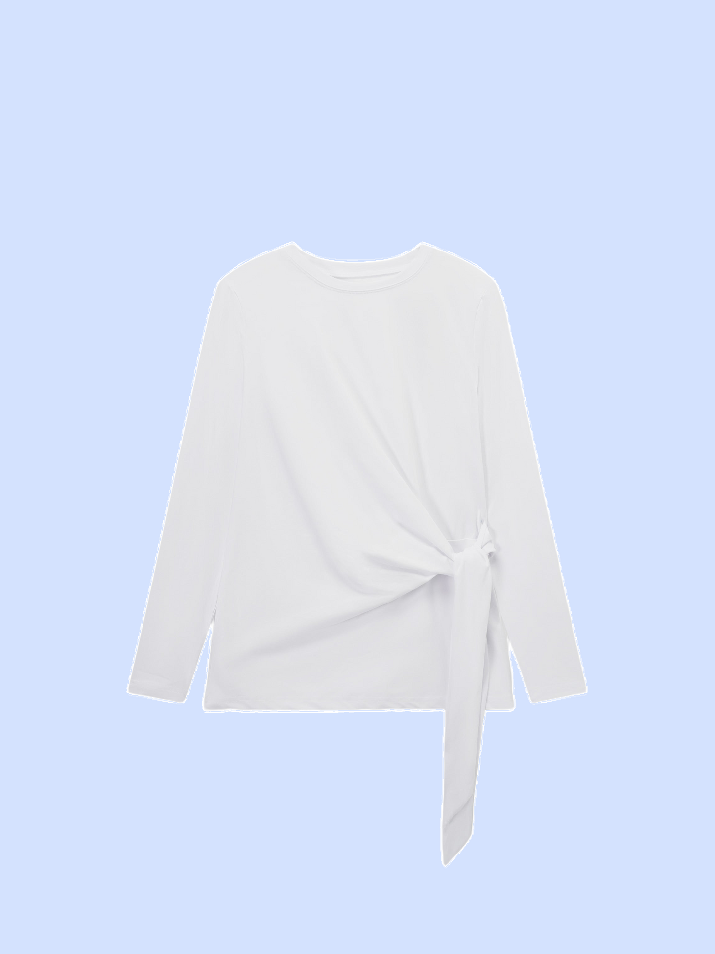 White Side Tie T-Shirt Casual Soft Fabric Relaxed Fit Tee-2