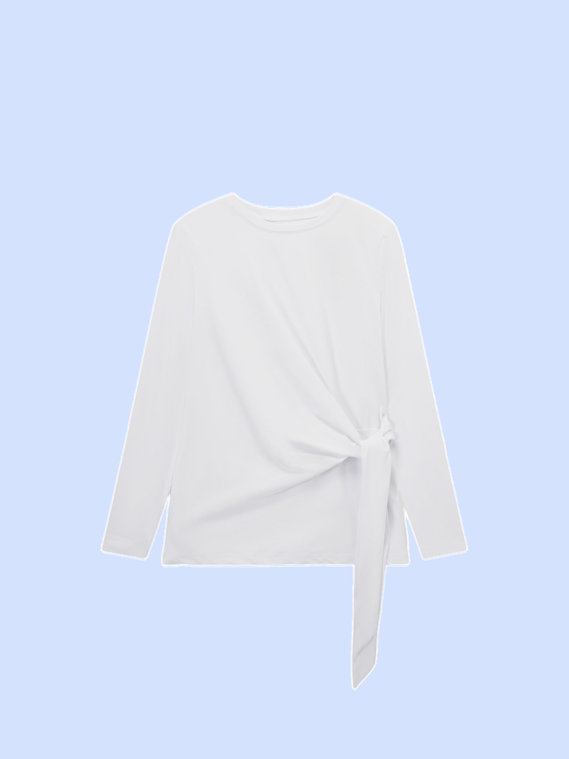 White Side Tie T-Shirt Casual Soft Fabric Relaxed Fit Tee-2