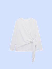 White Side Tie T-Shirt Casual Soft Fabric Relaxed Fit Tee-2