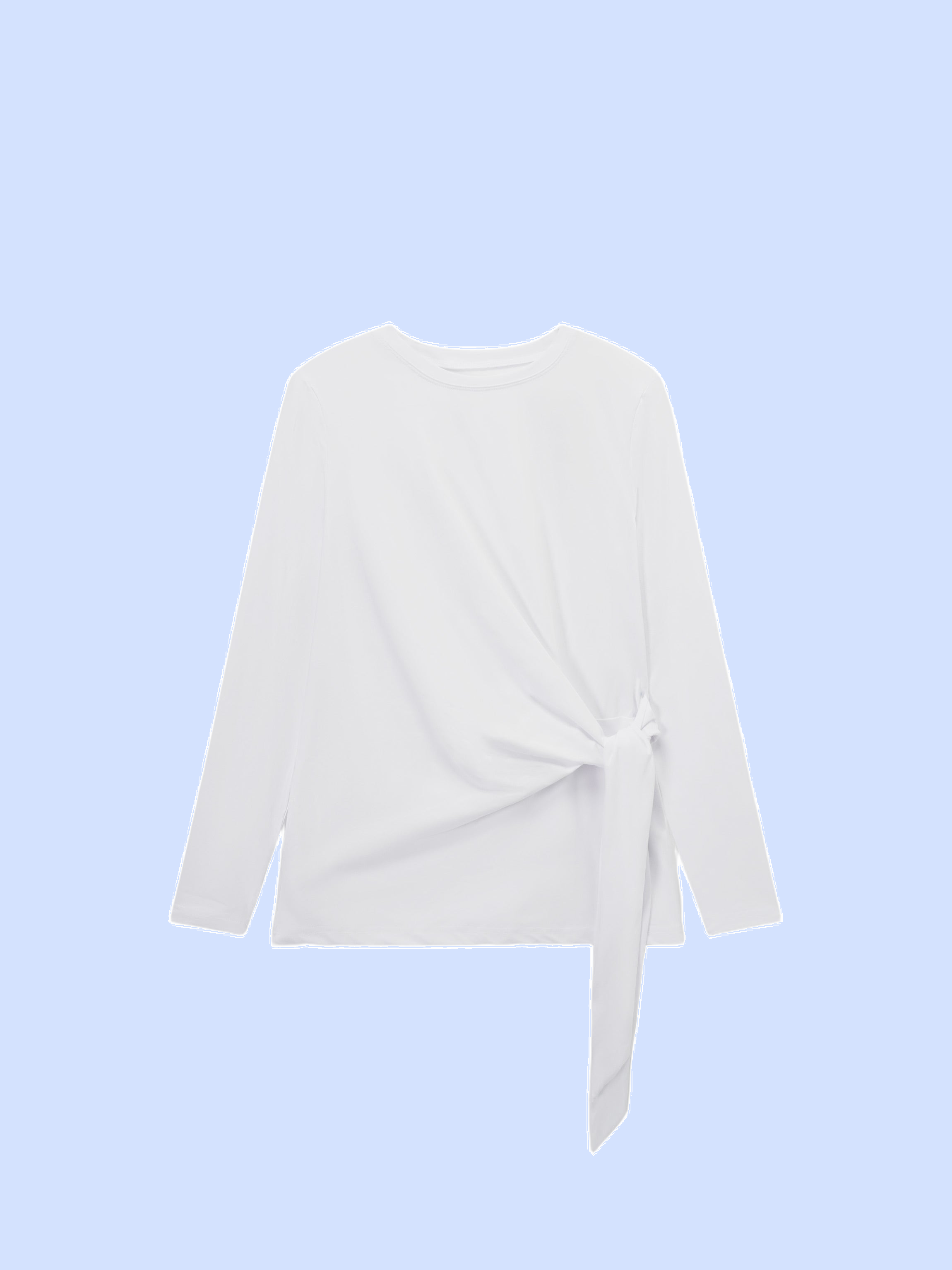 White Side Tie T-Shirt Casual Soft Fabric Relaxed Fit Tee-2
