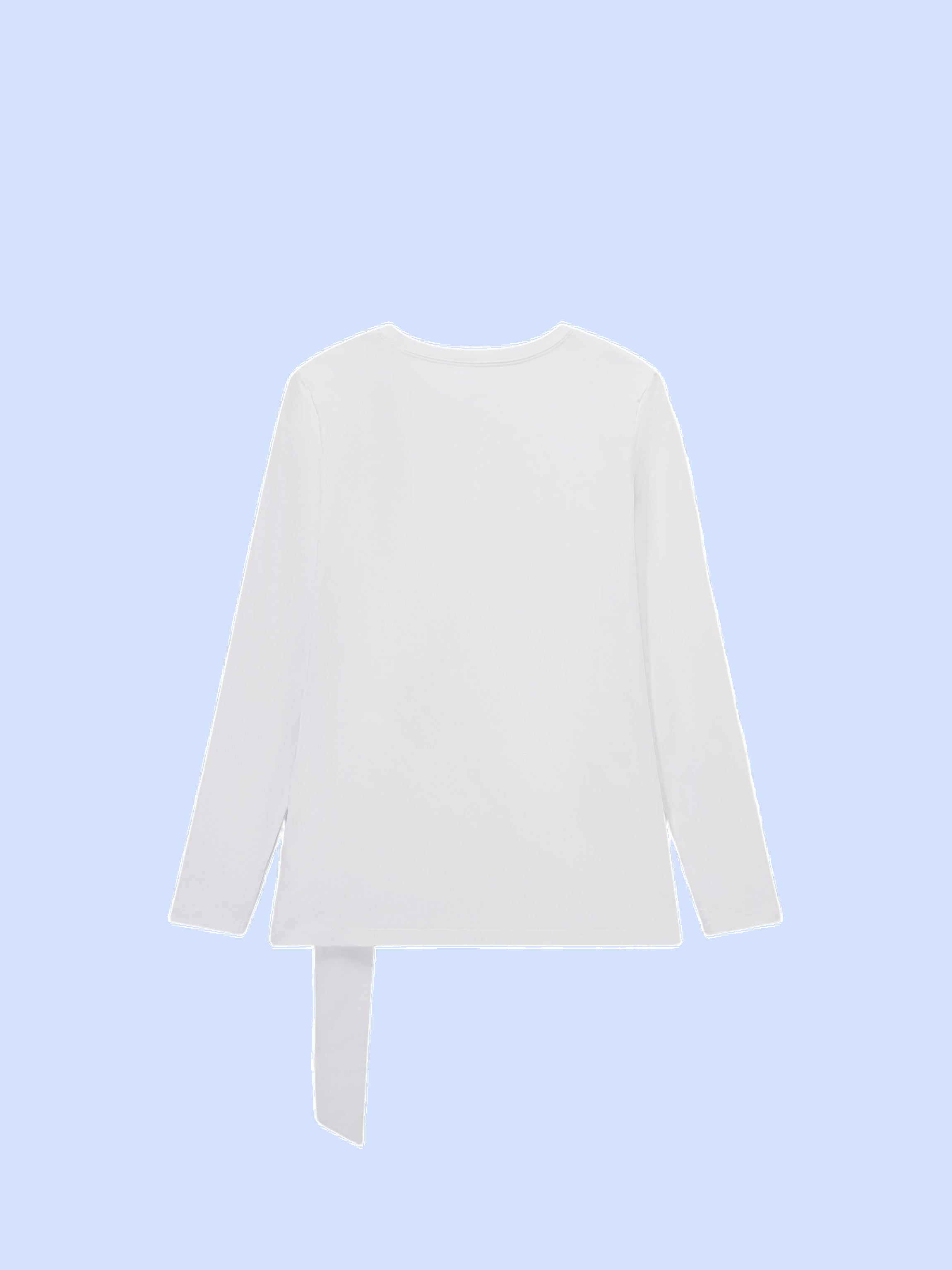 White Side Tie T-Shirt Casual Soft Fabric Relaxed Fit Tee-3