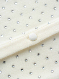 Stone Embellished White Crew Cardigan Elegant Sparkle Top-3