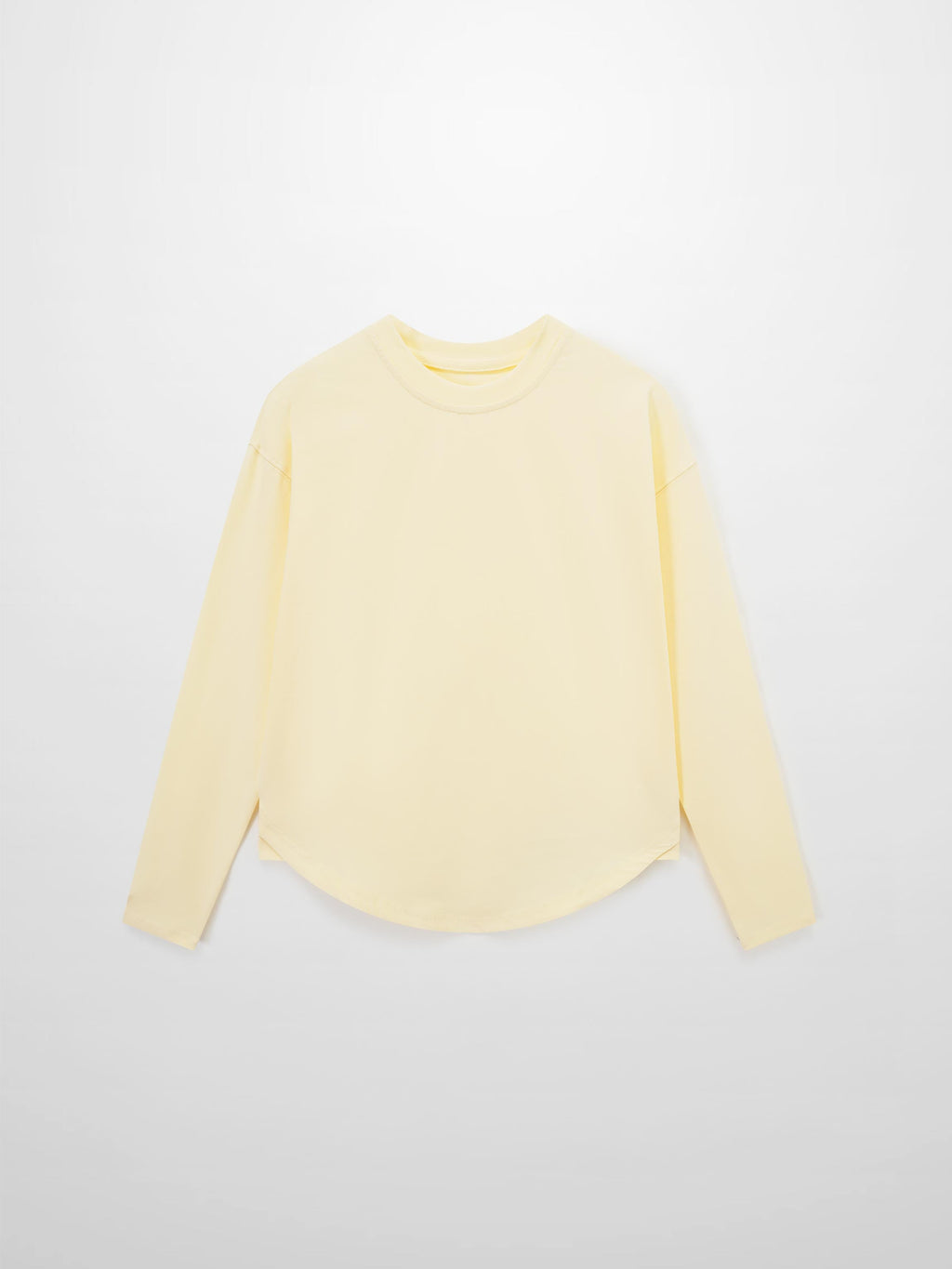 Oversized Yellow Rounded Hem T-Shirt Loose Casual Summer Tee-1