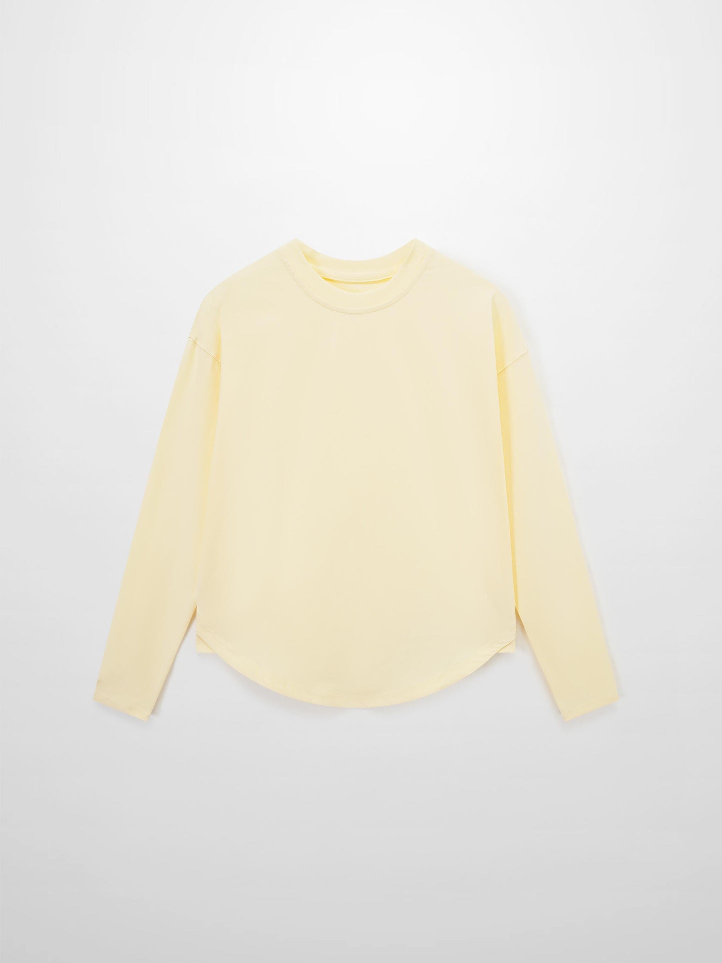 Oversized Yellow Rounded Hem T-Shirt Loose Casual Summer Tee-1