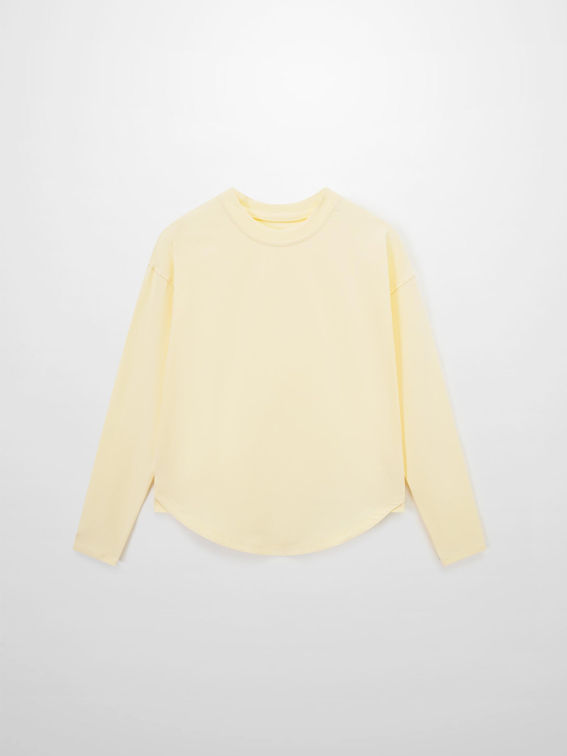 Oversized Yellow Rounded Hem T-Shirt Loose Casual Summer Tee-1