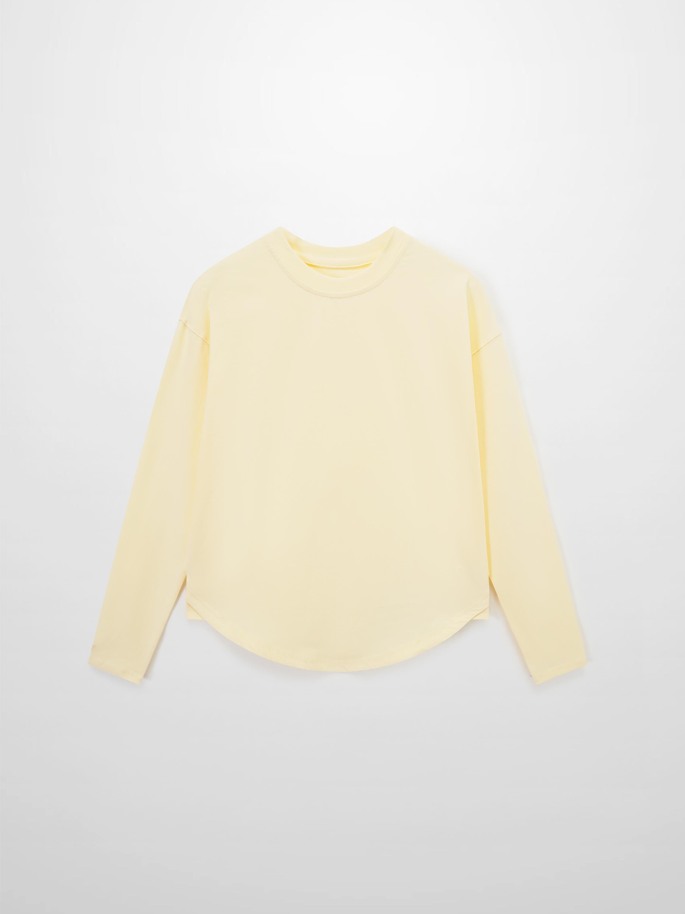 Oversized Yellow Rounded Hem T-Shirt Loose Casual Summer Tee-1