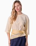 Oversized Yellow Rounded Hem T-Shirt Loose Casual Summer Tee-0